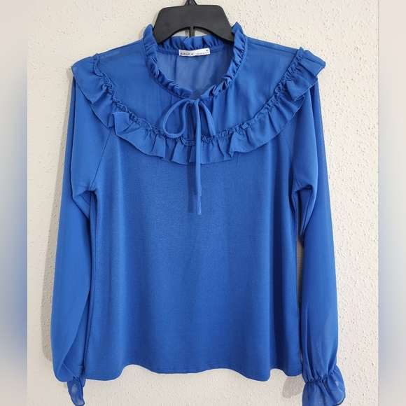 KAILY K Tops - Kaily K Women's Blouse Baby Blue Long Sleeves Size M
